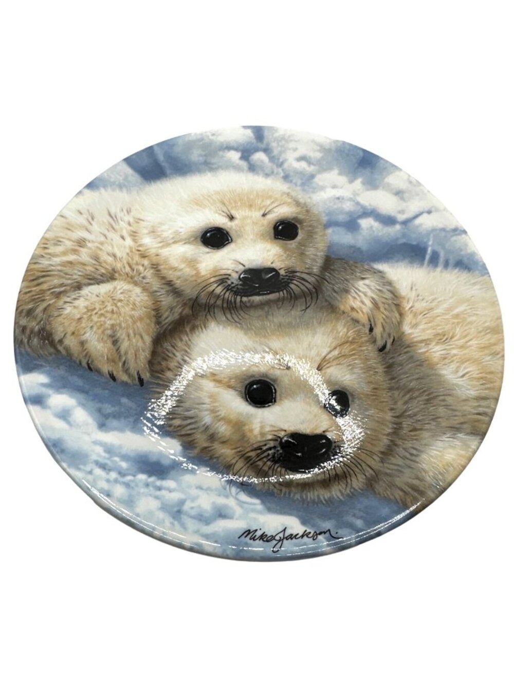 Vintage 90s Baby Seals Art Plate Mike Jackson Collector Royal Grafton Ltd Ed